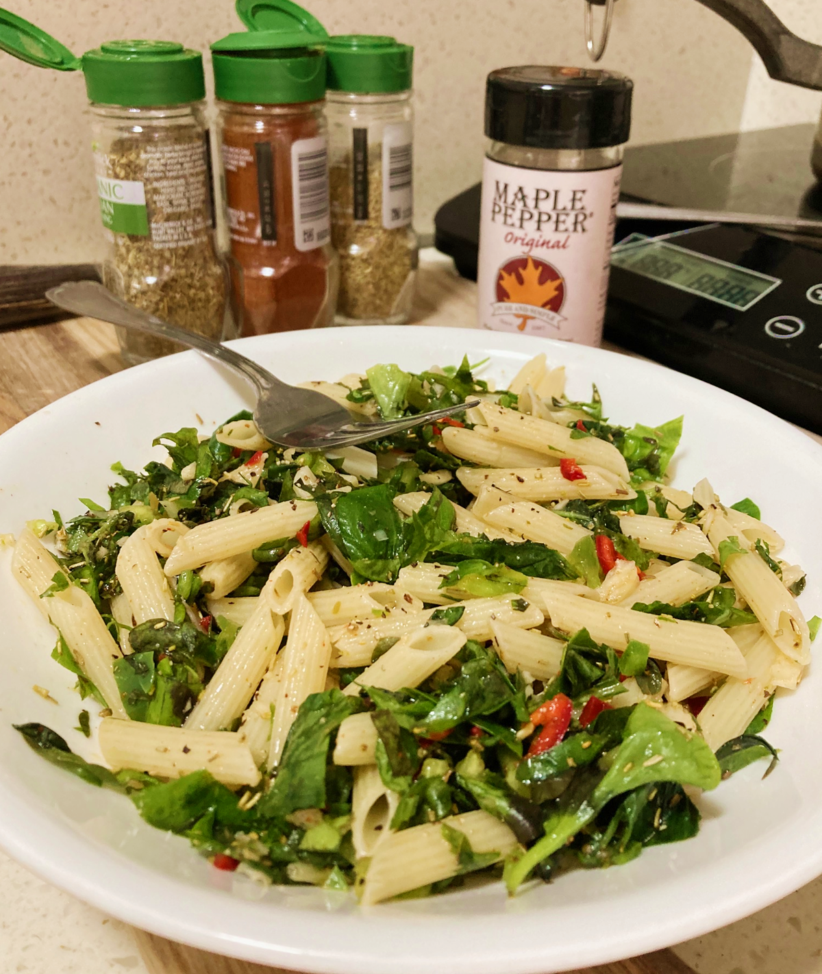 Penne Pasta & Brazilian Spinach Salad