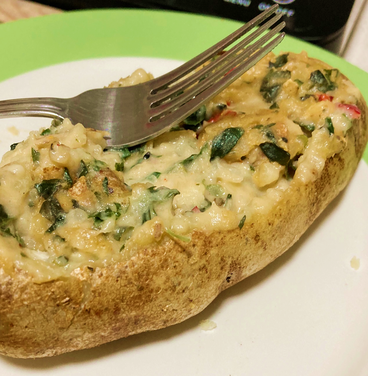 Twice-baked Potato with Brazilian Spinach